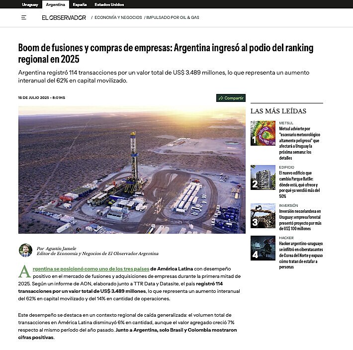 Boom de fusiones y compras de empresas: Argentina ingres al podio del ranking regional en 2025